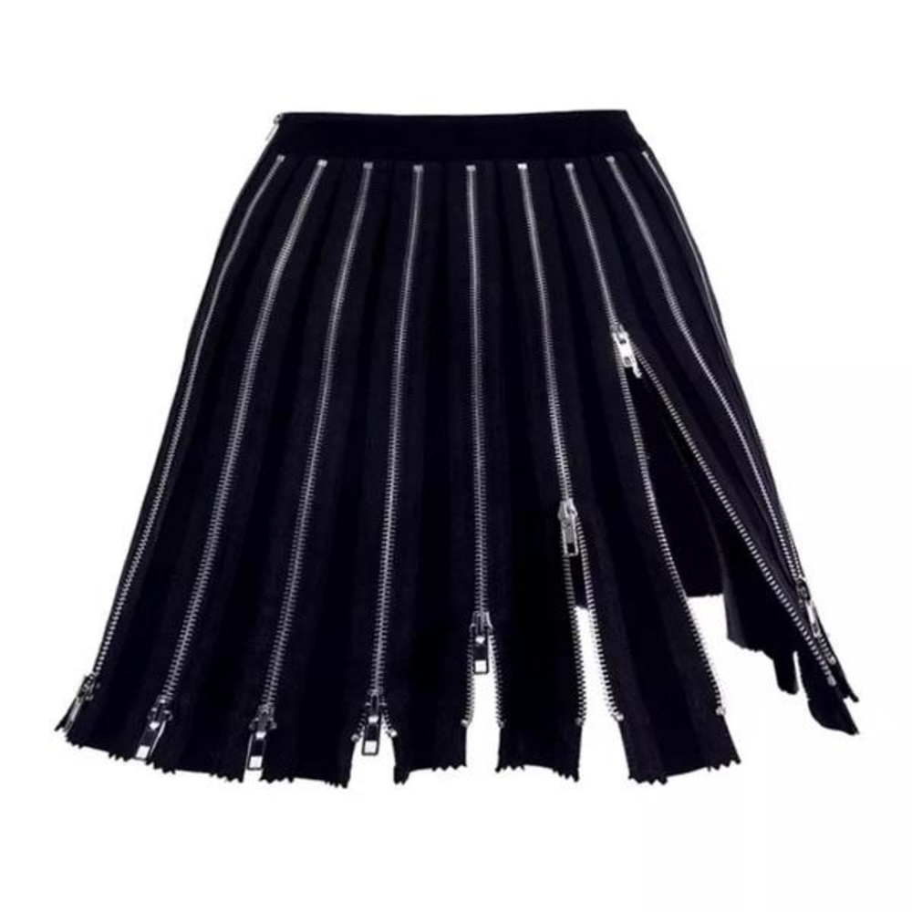 Multi Zip Mini Skirt